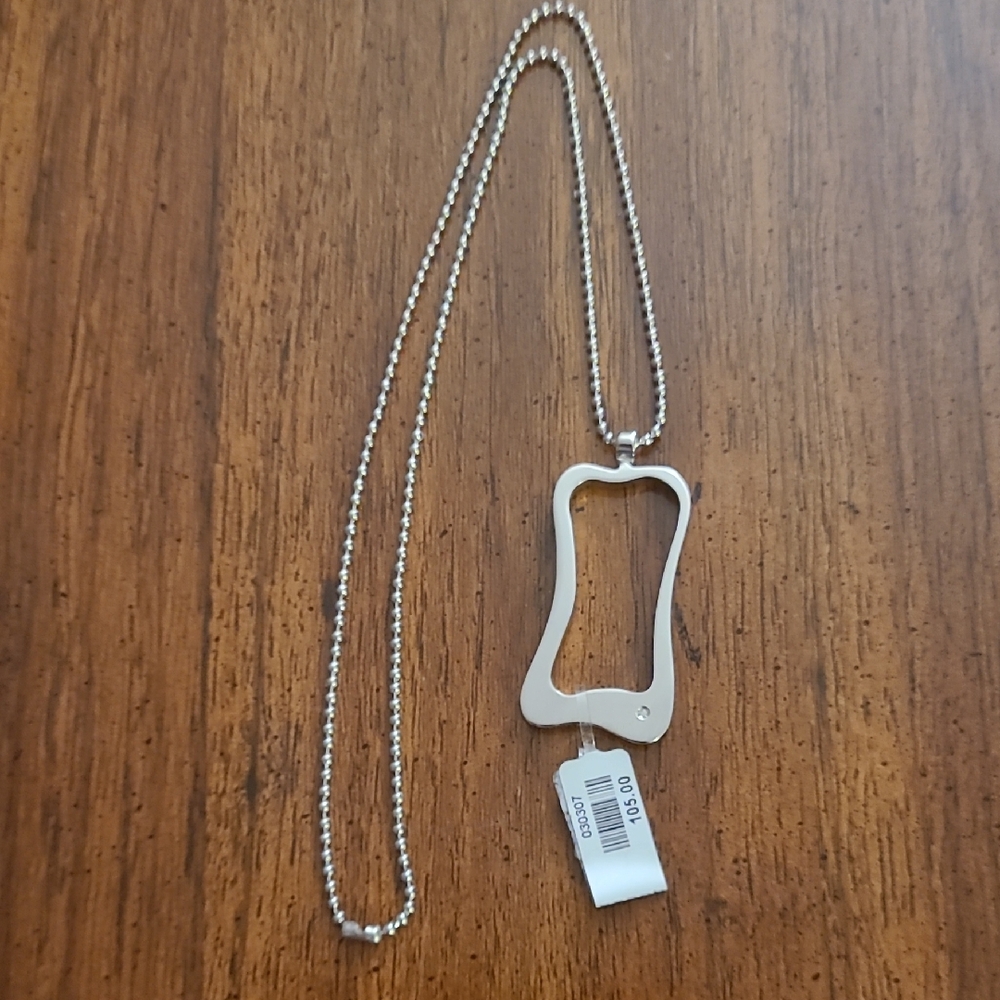 Diamond Stainless Steel Frame Silver Necklace